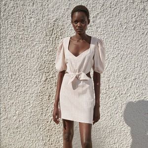 Linen Blend Dress With Cut Out Detail